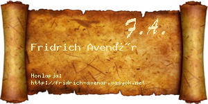 Fridrich Avenár névjegykártya